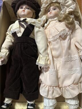 Brinn's Collectible Porcelains 14" Tim & Kim Doll Brother Sister Twins
